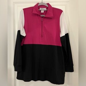 Anthony Richards Women’s Fuchsia, White & Black Colorblock Long Sleeve Top